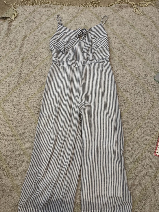 Pants - Japna Striped Wide Leg Jumpsuit Tie Front Smocked Back Medium